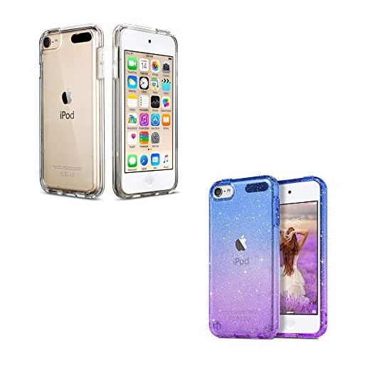 Case Compatible with iPod Touch 7th 6th 5th Generation Clear+Gradient Glitter
