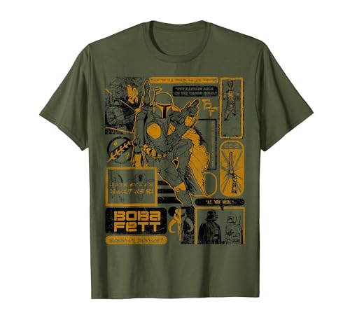 Star Was Boba Fett Retro Mandalorian Poster T-Shirt, Men, Olive Green, Large
