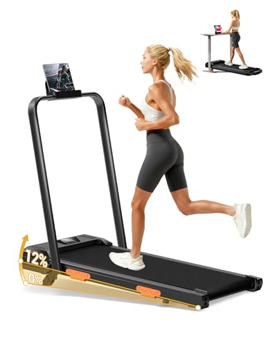 3-in-1 Walking Pad Treadmill with 12% Incline 2.5HP Foldable Treadmills for Home with Handle Compact Small Quiet Under Desk Walking Treadmill 300LBS with Romote Control