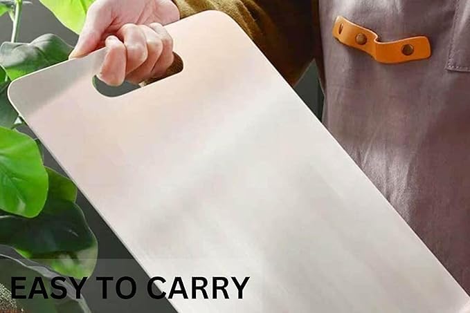 Image of Large Stainless Steel Chopping Cutting Board Vegetable,Fruit,Bread & Meat Durable Safe & Heavy Duty (35.8CM X 25CM)