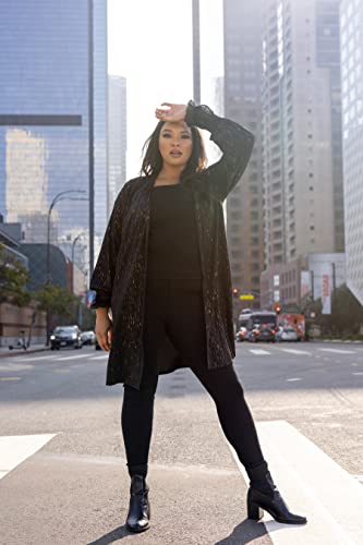 Womens Plus Size Open Front Cardigans Metallic Print Cardigan #TOP1