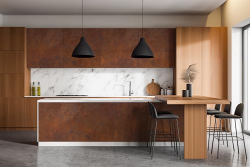 Papel pintado para tapar imperfecciones en armarios Wallfluent autoadhesivo óxido mate 100x50 7