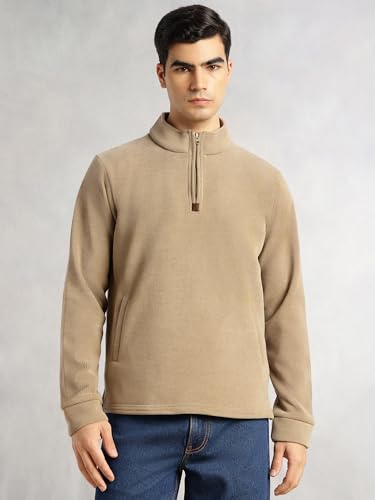 Image of Thomas Scott Men's | Regular Fit | Long Sleeves | High Neck | Solid | 100% Polyester | Knitted | Sweatshirt | Dry Clean Only