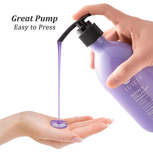 Luseta Biotin And Collagen Shampoo Hair Growth Shampoo16.9Oz, Hair Loss Shampoo For Men And Women, Hair Thickening Shampoo For Thinning Hair With Vitamin B7 & Argan Oil, Sulfate & Paraben Free #TOP4