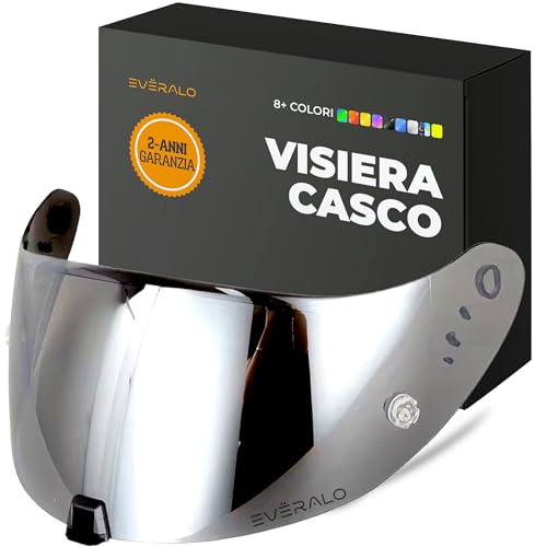 Everalo Visiera Compatibile con Scorpion Exo 520-1400 - 391 - R1 Air - Visiere Casco Pinlock Ready (Argento Cromo)