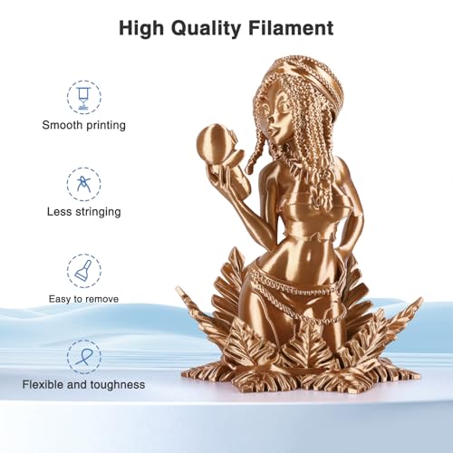 Image of Silk Red Copper PLA Filament 1.75mm 1kg(2.2lbs), High Gloss Shiny 3D Printer Filament PLA, Low Warp & Clog-Free, Dimensional Accuracy + /- 0.03mm, Fits for FDM 3D Printers