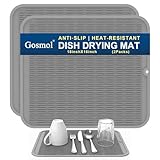 Extra Large Silicone Trivet Heat Resistant Mat 18'' x 16'' set of 2 Dish Drying Mats kitchen Counter Rack Sink Drainer Pad Hot Pot Trivet Dishwasher Safe (grey)