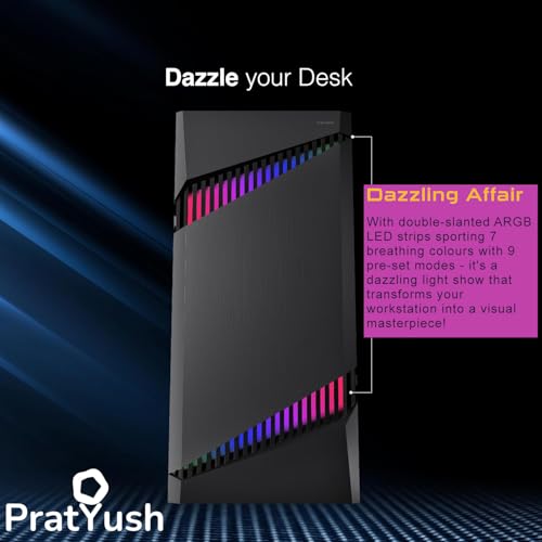 Image of Pratyush Gamer V7 Gaming and Editing Desktop Computer PC - Core i7-3770 3rd Gen Processor CPU, 4GB GT730 Graphic Card, 16GB RAM, 1TB SSD, 9 USB, HDMI, Win 11, Wi-Fi, Heavy Cabinet with RGB Lights