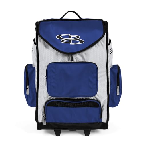 Boombah Ultrapack Hybrid Rolling Bat Bag - Wheeled & Backpack Version - White/Royal Blue