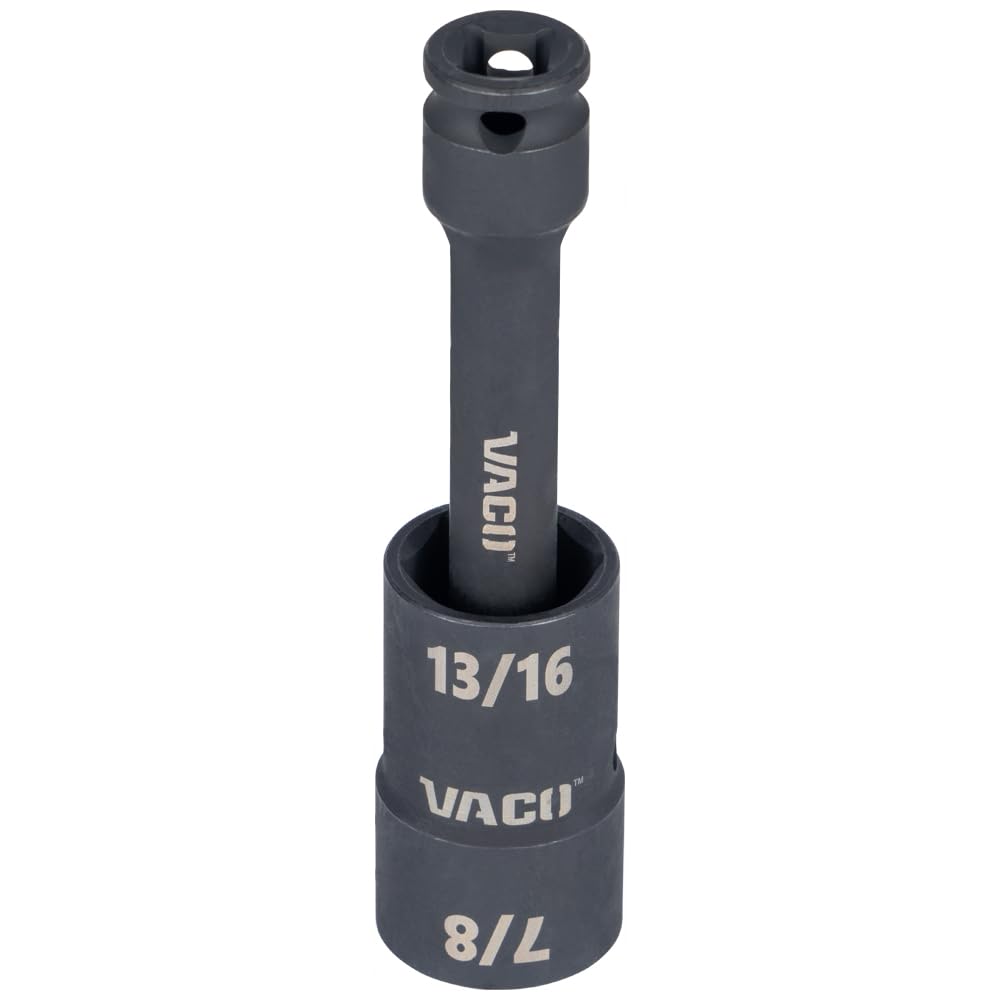 VACO VAC4100 10-częściowy zestaw nasadek udarowych 2 w 1, z etui, adapterem, przedłużeniem, grzechotką, 6 gniazd, 12 rozmiarów SAE do napędów 1/4 i 3/8 cala