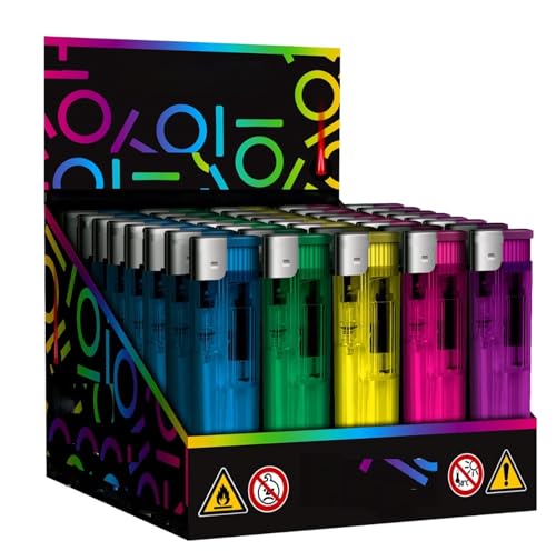 50 x Elektro nachfüllbar Qualitäts- Feuerzeug Elektronik Feuerzeuge Elektronisch Einstellbare Flamme