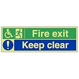 Vsafety 14035bj-g "Sedia a rotelle per uscita/Keep Clear" Sign, 450 mm x 150 mm (confezione da 3)