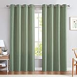 jinchan Linen Textured Sage Green Linen Look Curtains for Bedroom 84 Inches Length Window Treatments...