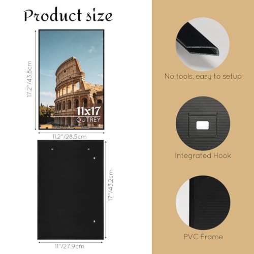 Image of QUTREY 11x17 Picture Frame 6 Packs, Black Frames 11x17 for Wall Mounting, Display 11 x 17 Posters, Photos & Art Prints Vertically or Horizontally