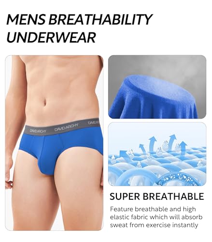 DAVID ARCHY Men's Briefs Rayon Made from Bamboo Underwear Comfort Fit Super Soft Comfort NO Fly Briefs 4 Pack (S, Blue/yellow brown/cardamom green/red)