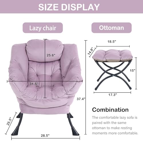 Image of LITA Lazy Chair with Ottoman, Comfy Accent Reading Chair