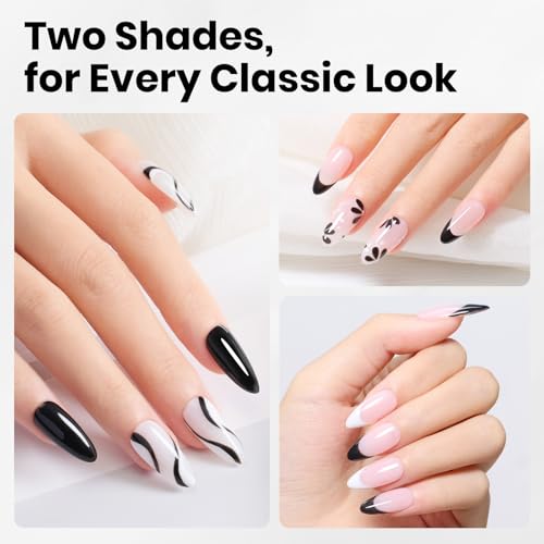Image of Beetles 2 Colors 10ML HEMA-Free White Black Gel Nail Kit with U V Light, 6 Pcs Gel Polish Set Night and Day DIY Manicure Kit with Base &Top Coat Nail File Soak Off Home Salon Travel Gifts for Women