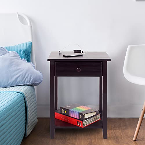 Casual Home Owl Night Stand with USB Port Charging Station and Drawer, 17.5"W x 14.25"D x 24.5"H, Espresso by Casual Home - Image 2