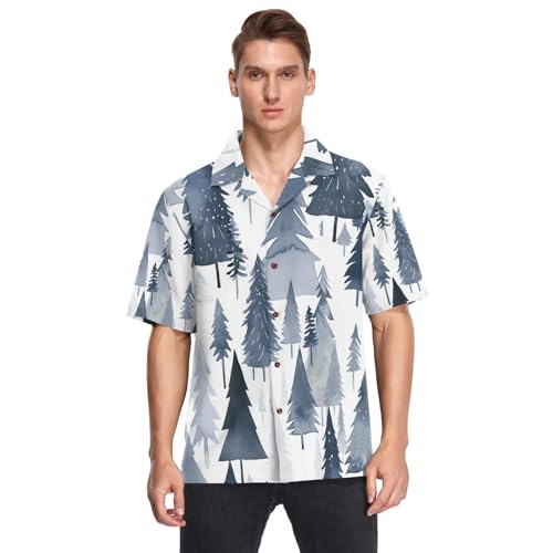 Chemise hawaïenne homme infroissable motif aquarelle gris ardoise