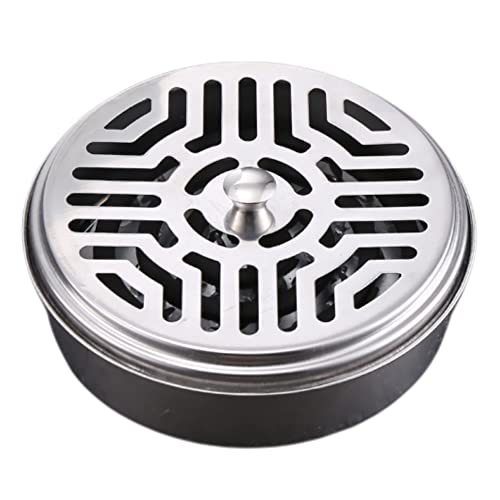 Mosquito Coil Holder Round Windproof Repellent Rack with Cover Stainless Steel Mosquito Holder Sandalwood Coils Burner for Indoor and Outdoor