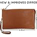 Humble Chic NY Brown Clutch Purse Wristlets for Women - Wristlet Clutch Purses for Women, Small Crossbody Cognac Saddle Brown Bag, Small Dressy Evening Handbags with Crossbody and Wrist Straps