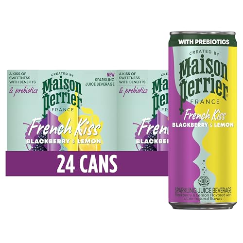 Maison Perrier French Kiss Sweetened Sparkling Juice Beverage, Blackberry & Lemon Flavors With Real Fruit Juices, 24Pk
