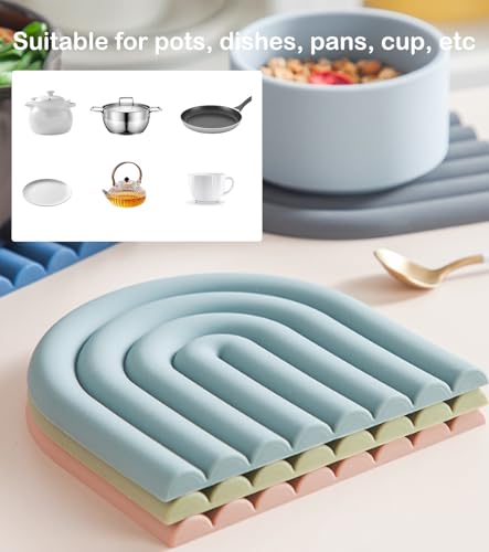 Miniatura 3 de Salvamanteles De Silicona, Sostenedor De Pote De Silicona Estera Antideslizante, Protector Colorido Para Sartenes, Resistente Al Calor, Protector Antiapilamiento Para Ollas, Tazas Y Otras Decoraciones