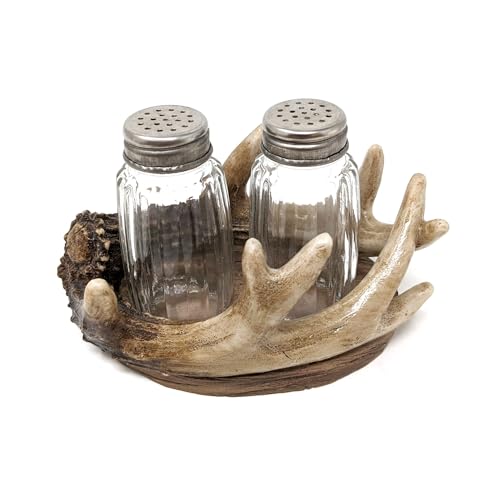 BestGiftEver Rustic Antler Salt and Pepper Holder Set - Cabin Lodge Decor - Faux Antler Kitchen Accessories - Ideal for Nature Lover Gifts, Rustic Dining, and Country Kitchen Decor
