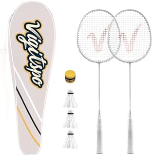 Racket Set with Shuttlecocks,Hand Glue & Carry Bag | Professional-Grade Badminton Racket Set | Lightweight Design & Non-Slip Grip