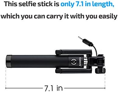 Karnotech Battery-Free Selfie Stick Portable Mini Wired Monopod Extendable Pen-size for Gopro, iPhone 6, 6S, 6 Plus, Samsung - RK-Mini 3 Black
