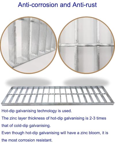 Image of Galvanized Steel Drain Grate, Driveway Channel Cover 20x4 in 2pk