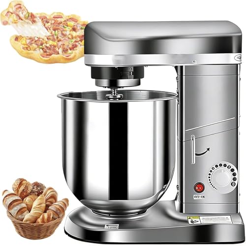 Batidora eléctrica de pie, batidora de cocina de 500 W con tazón, batidor y gancho de masa, 3 ajustes de velocidad, para hornear y preparar masa, acero inoxidable, capacidad de 10 litros