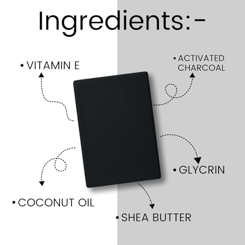 Image of BRALCON Activated Charcoal Soap for Deep Cleansing, 100% Natural Luxury Bar, Black, Pack of 4, 100g Each