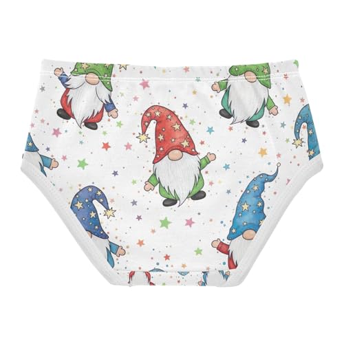 Cute Gnomes Colorful Stars White Underwear for Girls, Toddler Panties, Girls Underwear Cotton, 2–8 Years2