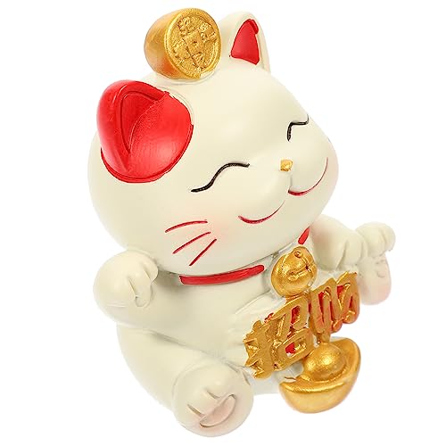 MAGICLULU Statue Chat Résine Figurine Chat Design Chinois Décoration Miniature pour Maison Bureau
