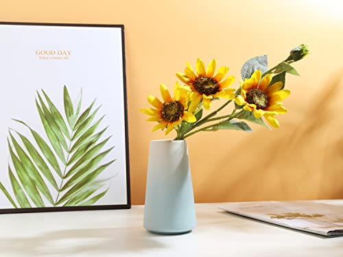 Ceramic Vase - Green And White Vase, Minimalist Style, Modern Dining Table Zhuang, Home Decor,Perfect For Dressing Table, Bedroom, Bathroom, Kitchen, Living Room Centerpieces. (White Cyan) #TOP2