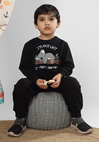 Image of POLKA TOTS 100% Cotton Co-Ord Joggers for Kids | Trendy Sweatshirt & Joggers Set | All Season Wear for Kids, Toddler & Newborn | Soft & Breathable Dress for Boys & Girls | from 6 Months to 8 Years