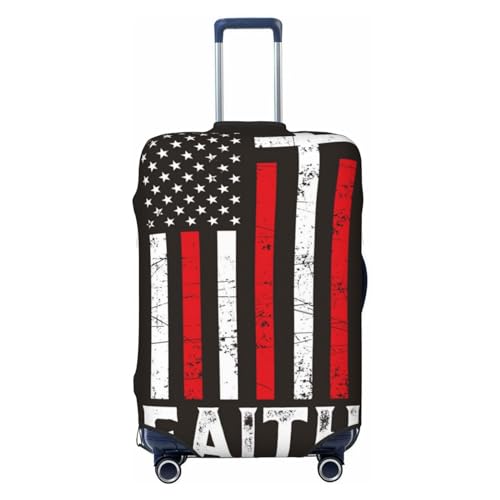 USA Flag Cross Luggage Cover Washable Elasticated Luggage Covers for Suitcase TSA Approved Stylish Scratch Resistant Luggage Case Protector