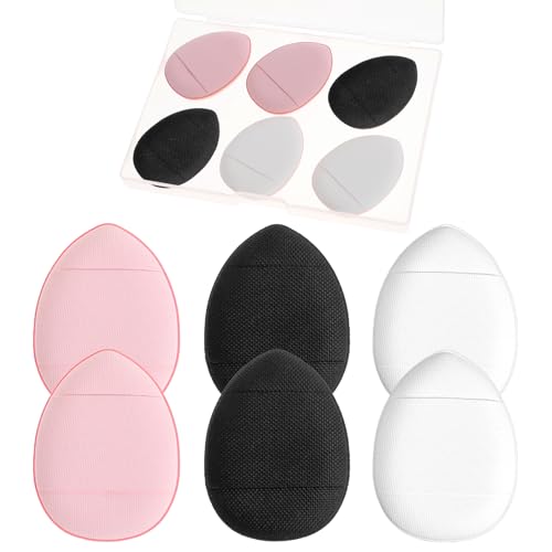 6 mini esponjas de maquillaje de dedos suaves con estuche pequeño para base, ajuste de maquillaje, corrector (negro, blanco, rosa)