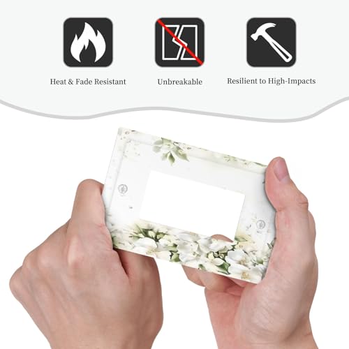 Decorative Outlet Covers Rustic Ink Green Leaves White Florals Flower 1 Gang Rocker Light Switch Cover Plate Single Decora Light Switch Covers Wall Plate Faceplate for Home Decor