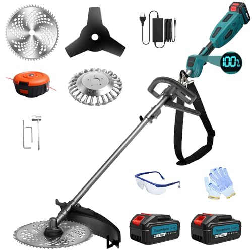 Traumheim Akku Rasentrimmer mit 2 x 4.0Ah Batterien, 4-in-1 Elektrischer Akku Motorsense & Rasentrimmer Rasen, 950W Bürstenloser Motor, Akku Freischneider für Rasenschneiden und Garten