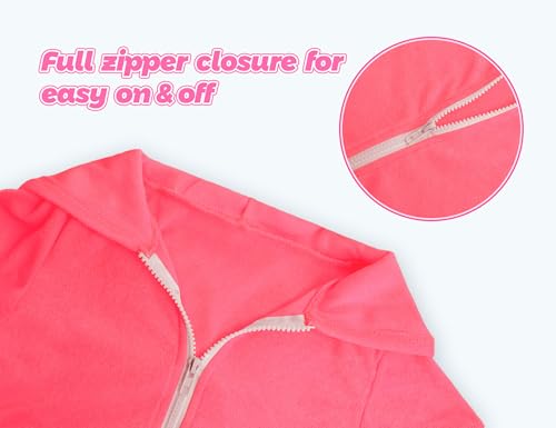 Image of Girls Swim Cover Up Multicolor Hooded Zip-Up Terry Swimsuit Ruffle Bathing Suit Kids Short Sleeve Swimwear