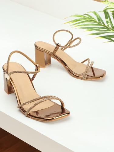 Image of Iconics Women Comfortable Block Heel Square Toe Ankle Strap fashion Sandal for Party, Wedding and Casual Use
