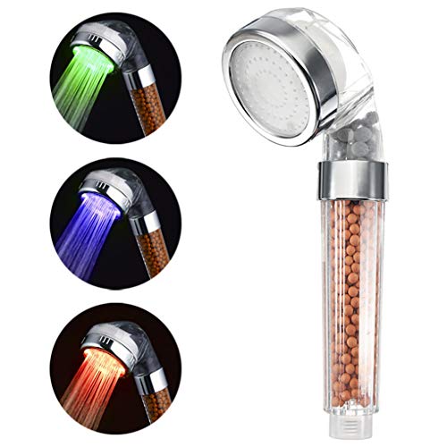 GuDoQi LED Shower Spray Head With Temperature Sensor 3 Colors Change Double Filtration