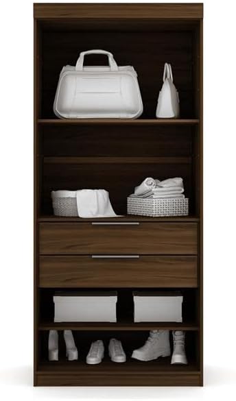 Miniatura 5 de Eden Home Juego de armario modular abierto contemporáneo de 3 piezas de madera en marrón