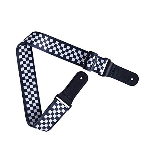 Guitar Strap Adjustable Black White Plaid Nylon Straps for Electric Guitar Bass Belt Part Accessories Photo Color