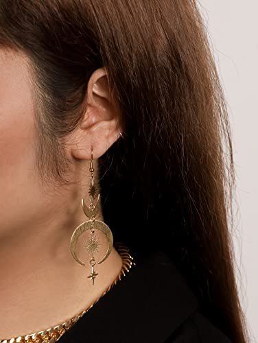 Sacina Celestial Sun Moon Star Earrings Dangle, Gothic Boho Earrings for Women, Boho Jewelry, Christmas Jewelry Gift For Women4