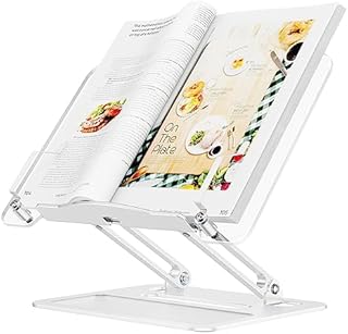 urmust Laptop Stand, Multi-Angle Cookbook Holder, Acrylic Book Stand for Reading, Adjustable Laptop Holder, Book Stand for Recipe, Magazine, Sheet Music,Tablet, Laptop (up to 15.6 inches)