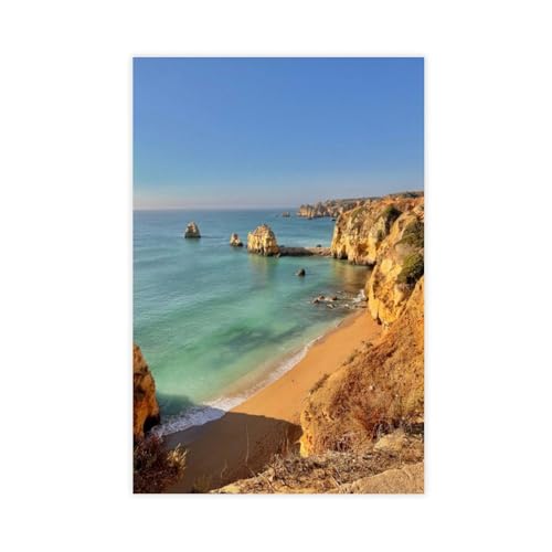 Affiche Portugal Lagos Beach Toile Idée Cadeau Déco Murale