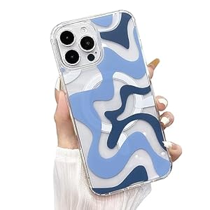 Gihklty Entworfen für iPhone 11 Pro Max Hülle [kompatibel mit MagSafe], modisch, einfach, niedliches Wellenmuster für Frauen und Mädchen, weiches TPU + harte PC-Schutzhülle für iPhone 11 Pro Max, Blau